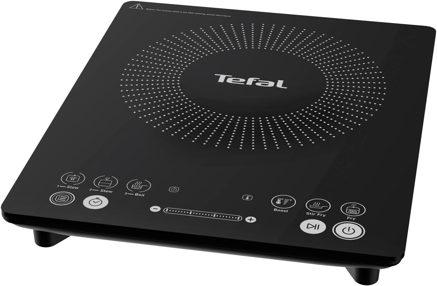 Tefal Slim Portable Induction Hob, Compact, 2100 W Power, 6 functions, Electric, Slim, Black, Easy To Clean, Black Modern Design, Cooker, Kitchen, Party IH210840