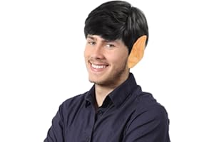 SAIIURV Czarna peruka męska krótkie naturalne włosy syntetyczne do peruki na Halloween Rockstar peruki, uszy elfów, wróżki uszy szpiczastych uszuszy(czarna)