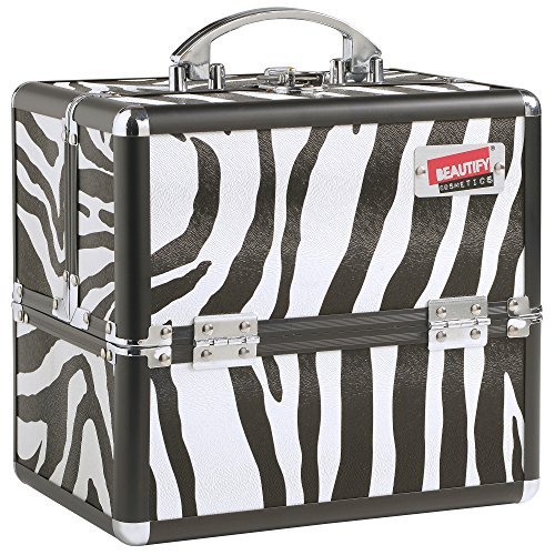 Beautify Professional Small Zebra Print Aluminium Beauty Cosmetics & Make Up Case