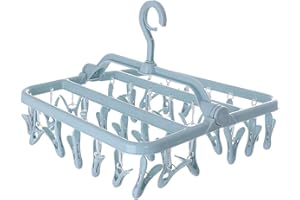 GmeDhc Tendederos Plegables, Colgante con 32 Pinzas, Tenderetes Interior Exterior, Colgador de Plastico, para Calcetines, Ropa Interior, Ropa de Bebé