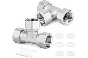 ERGAOBOY 1 pièces Connecteur en T flexible et mobile 3 voies en acier inoxydable 304, raccord en T femelle 3/4" pour pulvérisateur, vanne d'angle, bras de douche