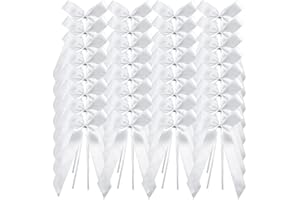 Auped Lazo Coche Boda, 100 Piezas Lazo Blanco, Lazos para Coche de Boda, Lazo Decorativo, Arco de Coche de Boda, para Bodas, Cumpleaños, Decoración de Fiesta de Navidad