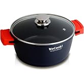 WECOOK! Ecostone Cazuela Alta Inducci&oacute;n con Tapa de Cristal 20cm, Antiadherente XTRA DUPON Ecol&oacute;gico sin PFOA, Aluminio Fundi