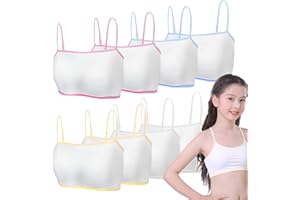 GUEGINE Sports Bra,8 Pcs Girls Bra,Crop Tops for Girls,Girl Crop Top,Padded Wireless Seamless Bras,Soft & Comfortable Cotton Training Teen Bras,Clothes for Girl Age 8-14,Crops Top Underwear for Kids & Teens