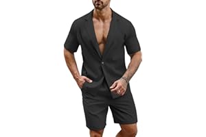 EDITCOZY Mens Beach Short Tracksuit Sets Casual Summer Shirts and Shorts Drawstring Waist Two Piece Suits