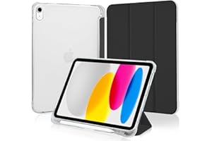 4UBonLife Cover per iPad (A16) 11ª Generazione 11" 2025/iPad 10ª Generazione 10,9 Pollici 2022 con Portapenne, Custodia Protettiva Sottile Leggero, Case Retro Traslucido in Morbido TPU, Nero