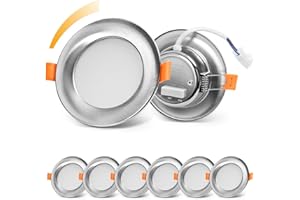 Dexnump Spot LED Encastrable Dimmable, 7W 700Lm Spot Salle de Bain, Φ75-100mm Spots de Plafond Blanc Neutre 4000K IP44, AC220-240V, Lot de 6