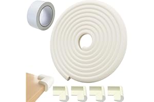 NIKSULTANT 6 PCS Corner Protectors Foam Corner Protectors Edge Protector 2m Foam Safety Strip and 4 Corner Cushion Protector Set with a tape Furniture and Tables Child Baby Proof Bumpers（White）