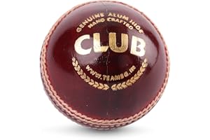 SG Club Cricket Ball Leather Red Standard Size Leather Adult Four-Piece Construction Alum Tanned Leather Portuguese Cork Core Wool Winding Suitable for Club Matches