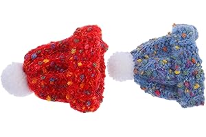 SHINEOFI 2pcs Mini Knitted Hats for Dolls Fluffy Beanies for Dollhouse Accessories and Collectors Christmas Ornament