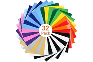 Lya Vinyl Plotterfolie Textil, 32 Stück Flexfolie Plotter Textil 30,5cm x 20,5cm für Cricut und Silhouette Cameo, Textilfolie Plotter für DIY Stoff und Shirt