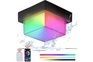 KZT Plafonnier LED Dimmable 12W RGB Changement de Couleur Lampe de Plafond Etanche IP65 Applique Murale Carré Compatible avec Alexa et Google Home pour Salle de Bain Balcon Couloir Chambre Luminaires