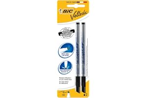 BIC Velleda Whiteboard-pennor, markörer för torrtorkning i svart, låg lukt och med resistent, tunn spets, 2-pack