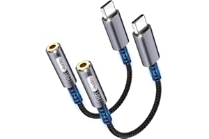 bakibo Adapter USB C auf Klinke 3.5mm (2 Stück), USB C auf 3.5 mm Jack Klinke Kopfhörer Adapter HiFi Audio DAC Typ C auf Aux Dongle Kabel kompatibel mit iPhone 17 16 15 iPad Pro Galaxy S25 S24, Grau