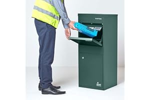 Smart Parcel Box - Large Parcel Box Outdoor, Green Delivery Box with Secure Front & Rear Access, Waterproof, Durable, Lockable Weatherproof Parcel Drop Box For Multiple Packages