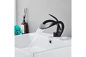 SJQKA Wodospad łazienka blat krany wanna umywalka bateria bateria mono mosiądz kran, czarny, niski