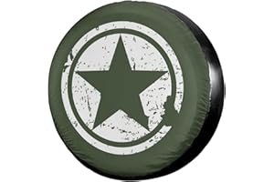 Kiuloam US Army Green Star Spare Tire Cover Polyester Universal Sunscreen Waterproof Wheel Covers for Jeep Trailer Rv SUV Truck and Many Vehicles (15" for Diameter 27"-29")