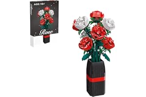 FANGZI Rose Blumenstrauß Bausteine mit Vase, 878 Teile Modular Künstliche Blumen Botanical Collection Blumenstrauß Bauset, Rosen Klemmbausteine Kompatibel mit Lego 40460