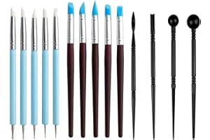 LEFSDVF 14Pcs Silicone Clay Sculpting Tool, Modeling Clay Sculpting Tools Kits, Polymer Clay Tools, Ball Stylus Dotting Tools, for Sculpture, Modelling Clay, Polymer, Ceramic, Embossing, with Storage Case