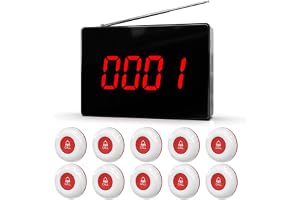 CallToU Wireless Caregiver Pager Nurse Calling System 1000+ft Call Bell Patients with 1 Receiver 10 Caregiver Call Buttons for Clinic/Medical and Rehabilitation Center/Hospital/Nurses Station/Home