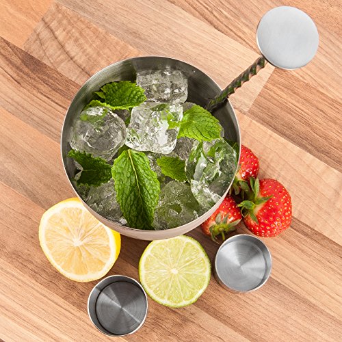 savisto Premium 8-teiliges Cocktail-Set mit Boston Cocktail Shaker, Glas, 500 Rezept Cocktail-Buch, 25 ml & 50 ml Bar Maßnahmen, gedrehter Barlöffel, Sieb, Holzstößel, und elegantes Geschenk-Box - 6