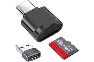 Seminer Lector de Tarjetas TF, Lector de Tarjetas Micro SD, Adaptador Lector de Tarjetas de Memoria TF Tipo C con Adaptador USB C a USB Compatible con Portátiles, MacBook, Samsung Galaxy (Gris)