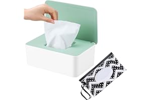 SEPSCO Porta Salviette Umidificate 2Pezzi, Scatola Salviettine Neonato e Sacchetti-Salviette Grande Salviettine Dispenser con Coperchio Antipolvere Impermeabile Riutilizzabile per Home Bagno Office