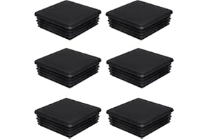SKIR'CO 6 tapones cuadrados de plástico de 80 x 80 mm, tapas de tubo mate, insertos de tubo cuadrados, tapones para postes de valla, color negro RAL 9005