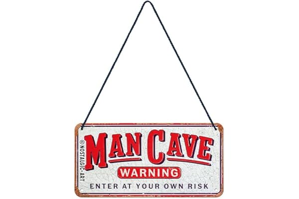 Nostalgic-Art Retro Hängande skylt, 10 x 20 cm, Man Cave Warning