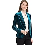 Allegra K Donne Ufficio Soprabito Solido Scialle Colletto 1 Bottone Velluto Blazer