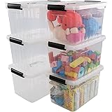 Qshape 10 L Grande Scatola Box di Plastica Trasparente con Coperchio e Maniglia, 6 Pacchi