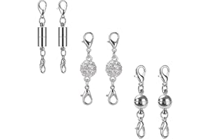 SAIZONE Magnetverschluss Schmuck,Magnetverschlüsse für Ketten,Magnetverschluss Kette, Magnetischer Karabinerverschluss,für Armband und Halskette Schmuck Making,Enthält Drei (6 Stück,Silber)