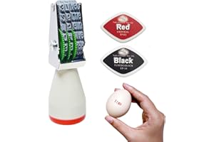 Homvik Kit de Marquage d'Œufs, Tampon Dateur, 2 Tampons Encreurs Rouge et Noir, Caoutchouc 4mm, Disponible Pour Les œUfs De Poule/Duck Et Diverses éTiquettes De Papier