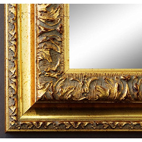 Spiegel Wandspiegel Badspiegel Flurspiegel Garderobenspiegel - Über 200 Größen - Rom Gold 6,5 - Größe des Spiegelglases 80 x 100 - Wunschmaße auf Anfrage - Antik, Barock