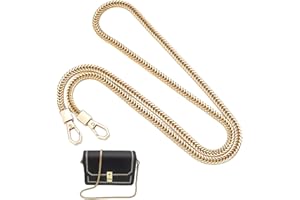 MATEDEPRESO Handbag Chain, Gold Metal Bag Chain, Replacement with Alloy Swivel Clasps, Bag Flat Chain Strap Handbag Chain Straps for DIY Handbags Crossbody Bag Crafts Making