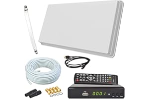 netshop 25 Selfsat H30D1+ Flachantenne Single + HD Receiver + 10m Kabel Anschluss Set (1 Fensterdurchführung + 4 F-Stecker + 2 Wetterschutztüllen) Anlage für 1 Teilnehmer