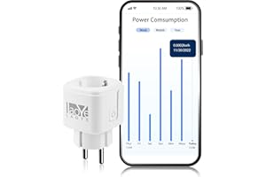 Inteligentne gniazdko Wi-Fi LAOYE Smart WiFi gniazdko elektryczne 16 A Alexa z licznikiem prądu Alexa, miernik zużycia prądu, inteligentne gniazdko z programatorem czasowym, gniazdko 2,4 GHz,