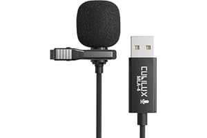 Cubilux Piccolo microfono USB per PC, microfono lavalier USB A, microfono unidirezionale a clip per laptop, computer, dettatura, registrazione, Skype, riunioni zoom, live streaming, 1,2 m