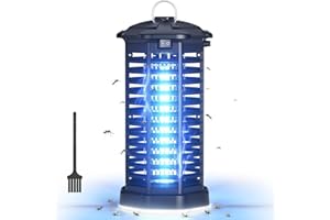 YISSVIC Elektryczna lampa przeciw komarom 4200V UV pułapka na owady ze światłem LED, wodoodporna IPX4 do użytku wewnątrz i na zewnątrz, z haczykiem i szczotką do czyszczenia