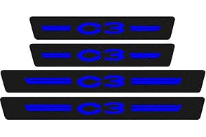 KLHYWEN 4 Pezzi Striscia di Protezione Battitacco Portiera AntiGraffio Auto, per Citr-oen C1 C2 C3 C4, Accessori Styling del Adesivi Pedale del Davanzale in Fibra Carbonio,C3 Blue