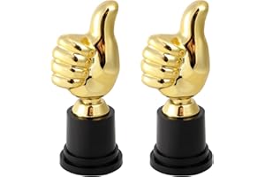 Goktvai 2stk Goldene Daumen Hoch Trophäe, 13cm Gravur Lustiger Gewinnerpreis Realistische Plastiktrophäe für Feiern Sportspiele Klassenzimmerwettbewerbe Belohnungen Geschenke