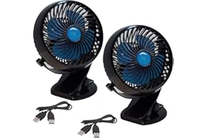 Venteo Fast Fan – Lot de 2 Mini Ventilateurs Portable Rechargeable USB à Rotation Intelligente à 360° - Batterie Lithium Longue durée - Coloris Noir et Bleu
