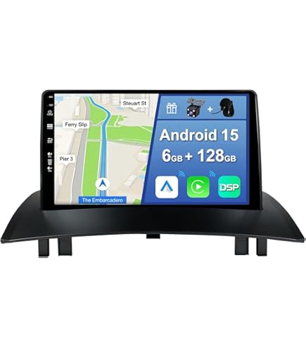 2G 64G CAMECHO Android 13 Autoradio voor Renault Megane 2 (2002-2009) met Navi Carplay Android Auto, Dubbele din Radio met 7 inch scherm met Bluetooth FM/RDS SWC