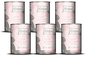 MjAMjAM - Premium Nassfutter für Katzen - Kitten saftiges Hühnchen mit Lachsöl, 6er Pack (6 x 400 g), getreidefrei mit extra viel Fleisch