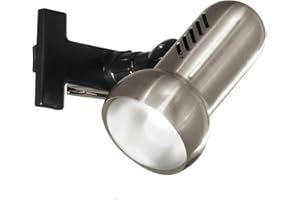 Eglo lampada da lettura Manhattan, luce da lettura con morsetto per letto e scrivania in metallo in nichel opaco e plastica in nero, faretto a morsetto, attacco E27