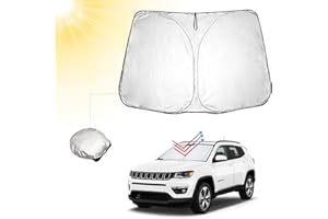 BIBIBO Jeep Compass Pare-Soleil pour Pare-Brise Avant de Voiture avec Jeep Compass MP 2017-2020, Protection Solaire de Voiture de qualité certifiée, Protection Avant Pliable avec Protection UV