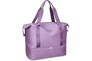 Borsone da Viaggio Grande,Welltop 36L Borsone Palestra Donna Weekend, Borsa Mare, Borsa Sportiva Donna, Borsa Mare, Separato a secco e umido Borsa da Palestra Con custodia per Scarpe