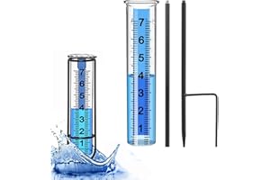 MOBYAT Pluviomètre résistant au Gel – Pluviomètre extérieur Mieux noté, Mesure Pluie décorative réglable, Outil Mesure Pluie en Verre avec Piquet, Tube Rechange pour Pluie à