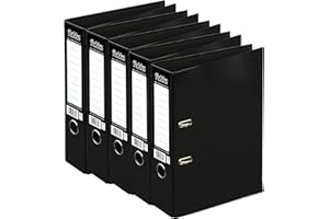 ED 5 x Pukka A4 Glossy 2-Ring Lever Arch File School Work Office 75mm Spine File Organiser (Black)