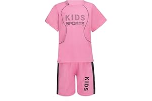Aiihoo Kinder Jungen Trainingsanzug Sportanzug Set Kurzarm Sportshirt mit Sportshorts Mädchen Jogginganzug Sommer Sportkleidung
